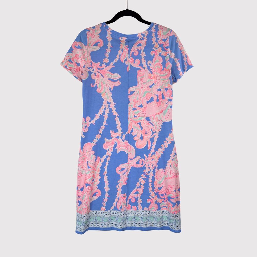 Lilly Pulitzer Womens Dress Blue Declan Floral Shift Short Sleeve A Line Small - Picture 2 of 10